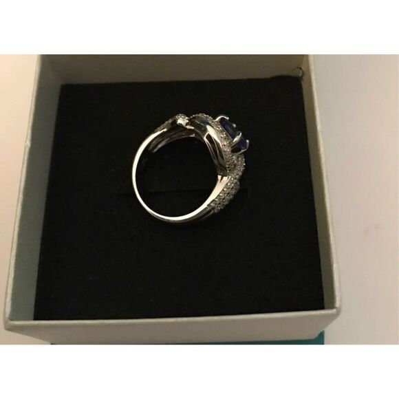 Gorgeous New Genuine Tanzanite & White Sapphire Gemstone Ring Sz 8 - Picture 6 of 8